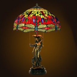 Retro Brass Tiffany Stained...