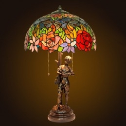 Rose Brass Tiffany Stained...